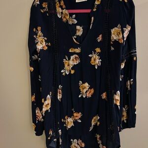 Blu Pepper Navy Floral Blouse